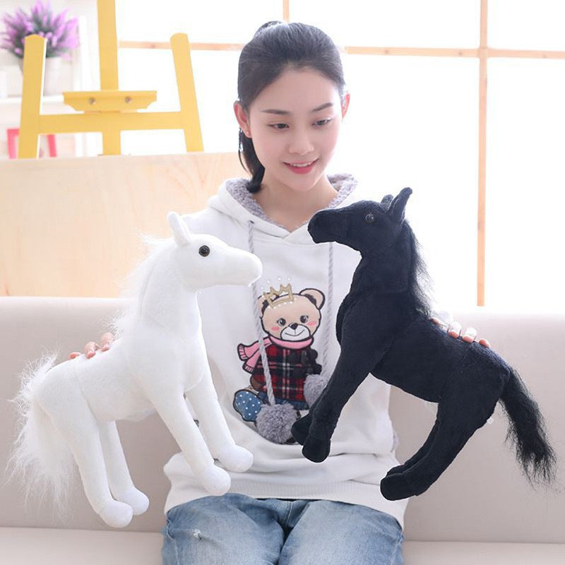 Plush Toy Doll Black Horse White Horse | Magic Stories