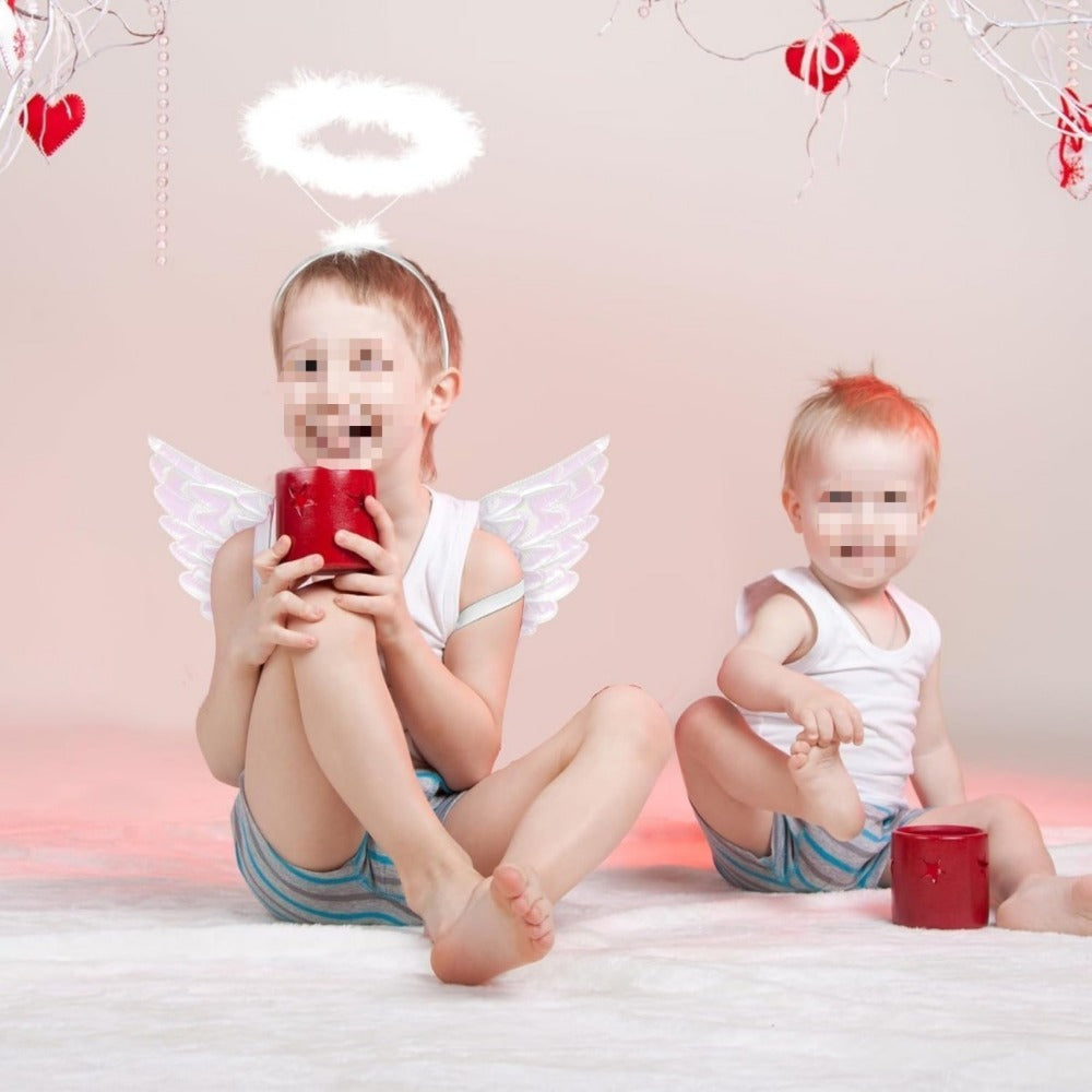 Party Favors: 2-piece Set Of White Angel Wings, Halo Costume, Angel Role-play Costume, Carnival Role-play Party, — packaging