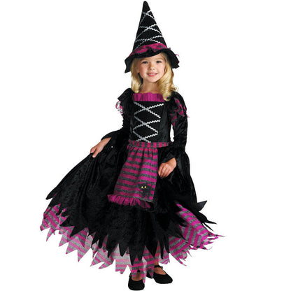 Kids Halloween Witch 3-Piece — Child Witch Costume, Witch Skirt with Hat & Magic Wand and Devil Horn Headband