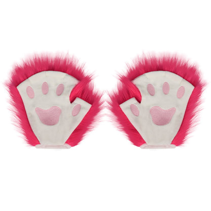 Half Finger Warm Plush Cat's Paw Gloves Halloween Cosplay Props — detail