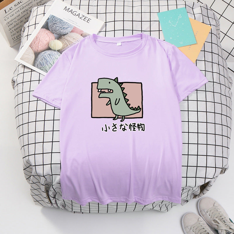 Cartoon anime little dinosaur t-shirt — side view