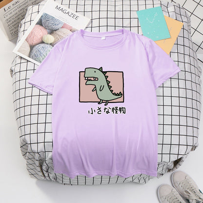 Cartoon anime little dinosaur t-shirt — side view
