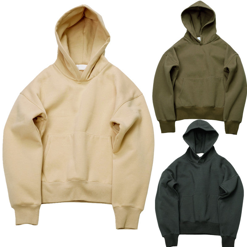 Cotton Pullover Hoodie - Lapel Collar Hooded Sweatshirt