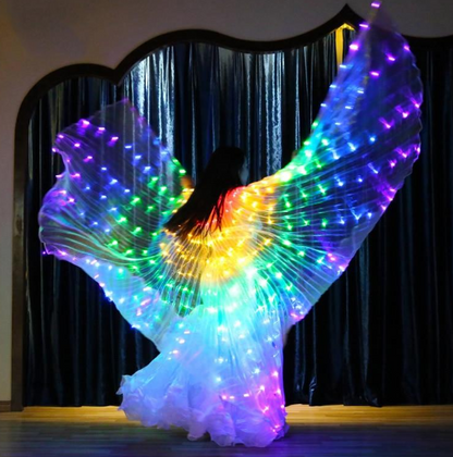 LED Butterfly Wings Halloween Stage Performance Props Women Dance Prop DJ LED Dance Wings Light Up Wing Costume — side view