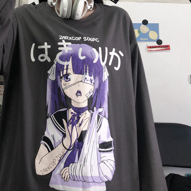 Anime all-match long sleeve t-shirt women — detail