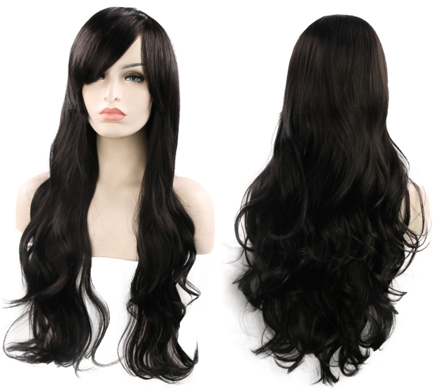 Anime cos wig color 80cm long curly cosplay role playing — detail