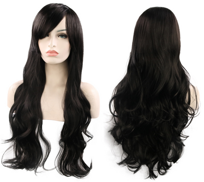 Anime cos wig color 80cm long curly cosplay role playing — detail