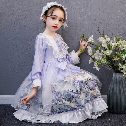 Lolita Girls Long Sleeve Dress — back view