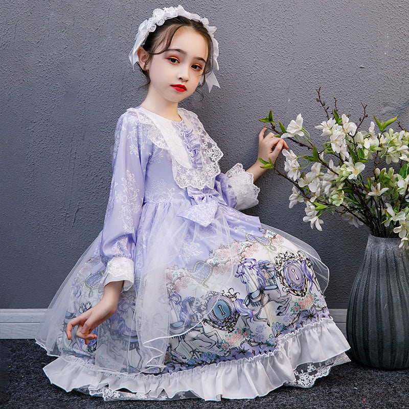 Lolita Girls Long Sleeve Dress — back view