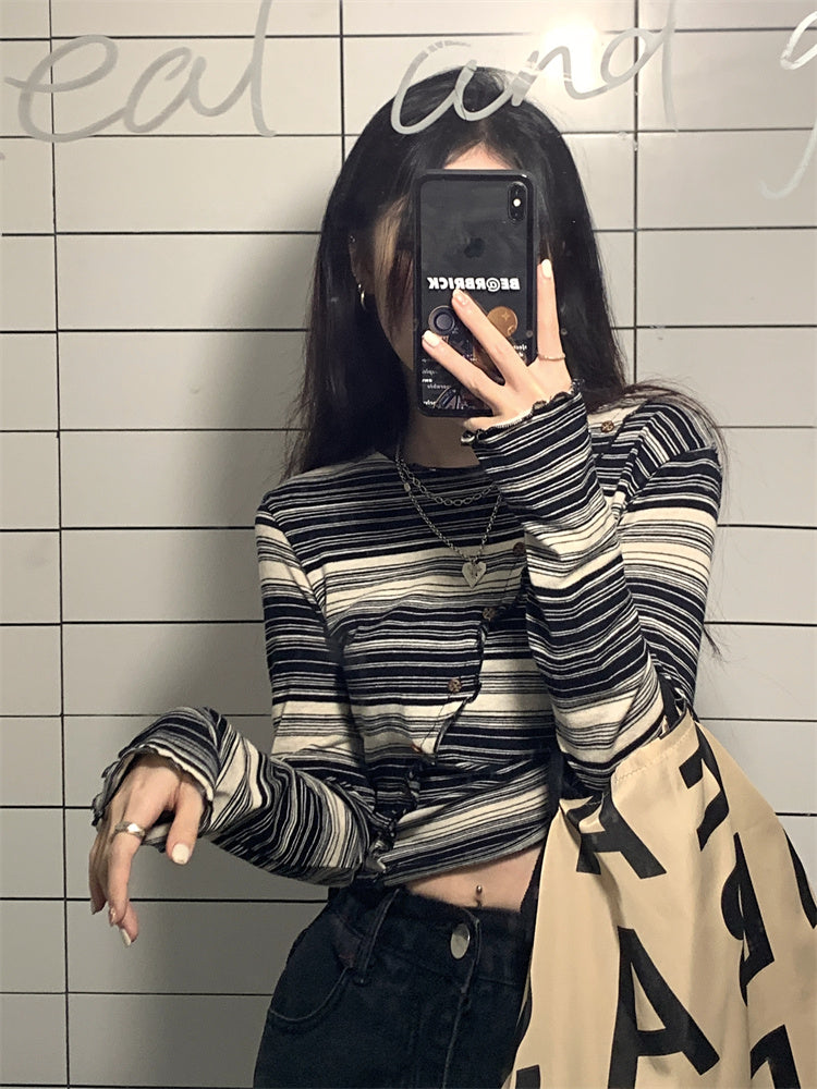 Cropped Top Striped Autumn Hip Hop Women's | Magic Stories