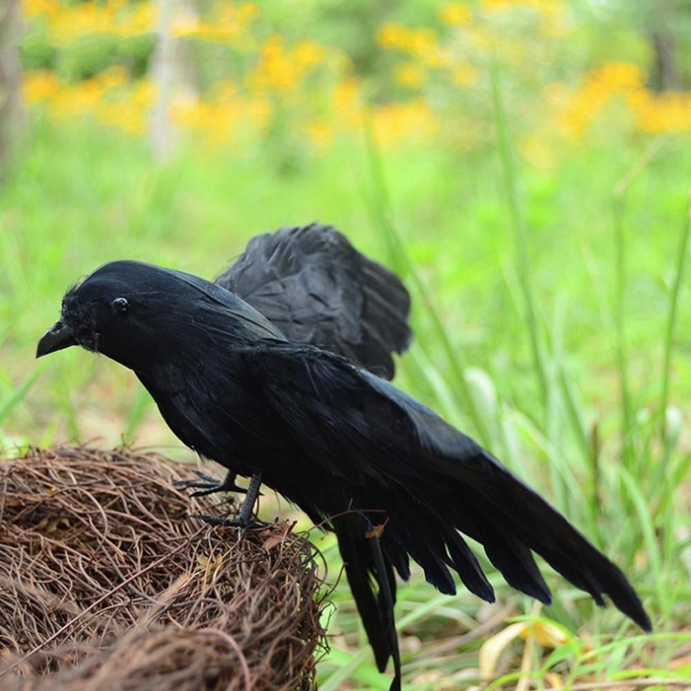 Halloween Artificial Crow Decoration — back view