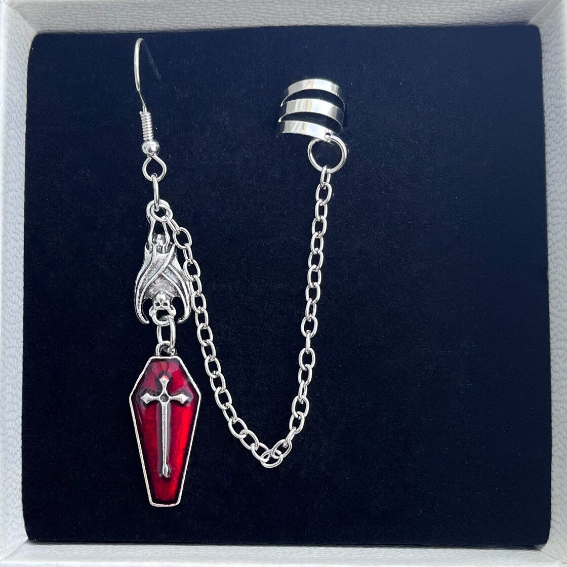 Gothic, Bat Cross Earrings | Magic Stories