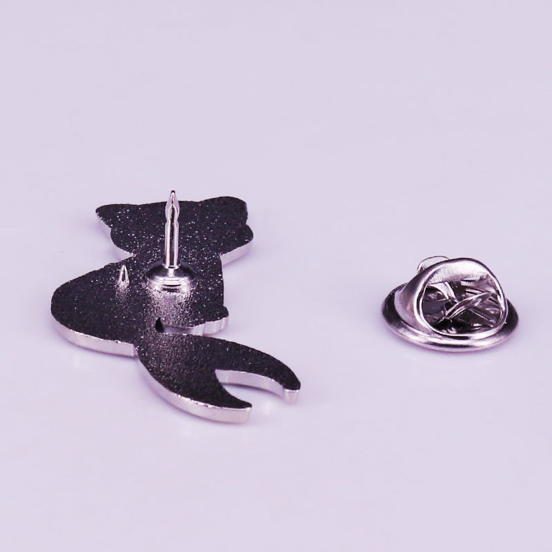 Cute Cartoon Mermaid Cat Brooch Pin Enamel Badge — back view