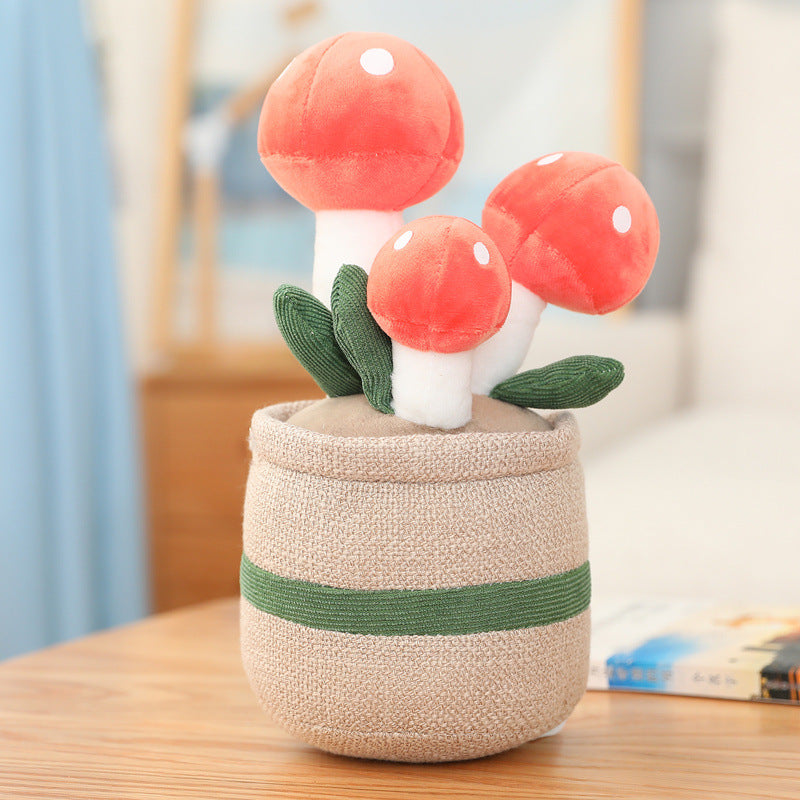 New Cute Potted Plants Mushroom Ornaments Plush — back view