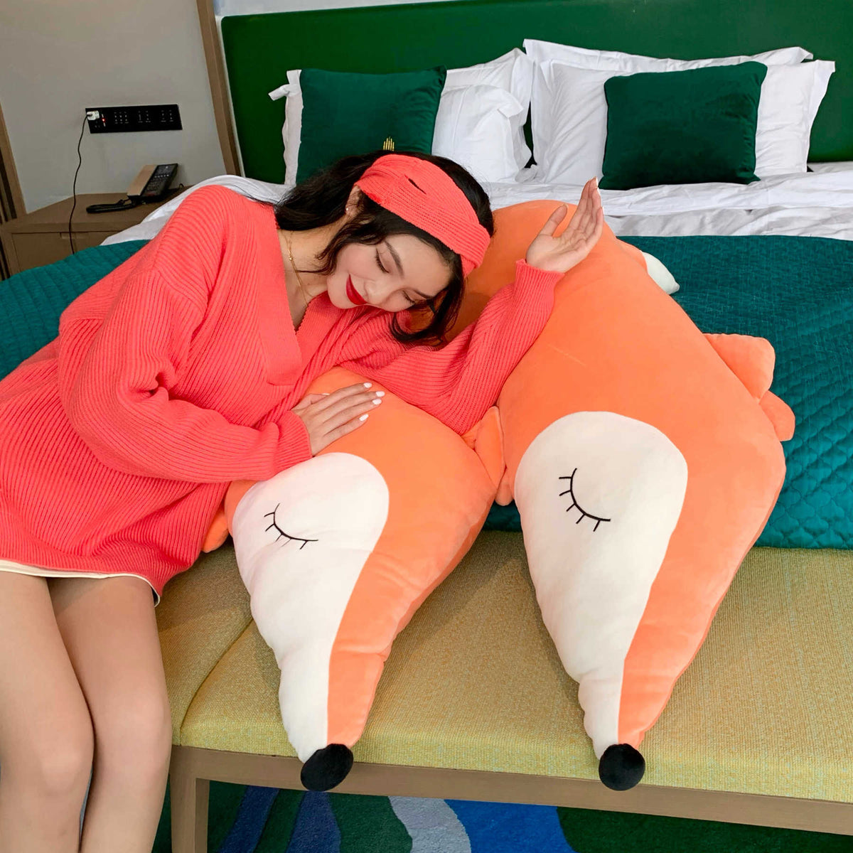 Fox large plush toy — side view