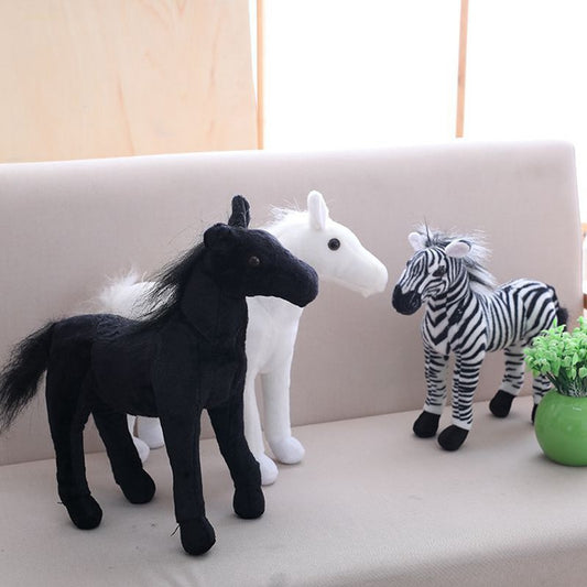 Plush Toy Doll Black Horse White Horse | Magic Stories