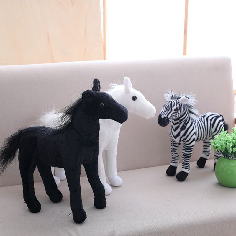 Plush Toy Doll Black Horse White Horse | Magic Stories