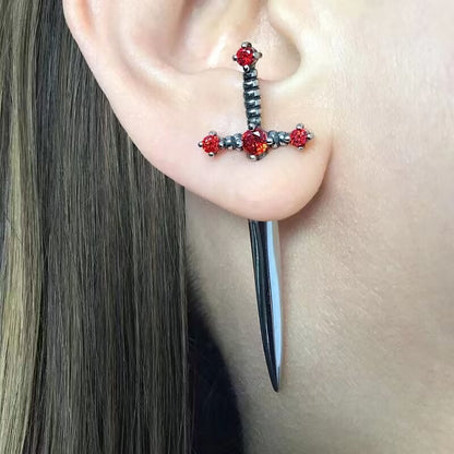 New Gothic Sword Vintage Bright Crystal Dagger Earrings — packaging