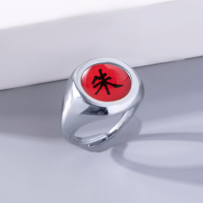 Cosplay Anime Akatsuki Member Sign Ring — in use
