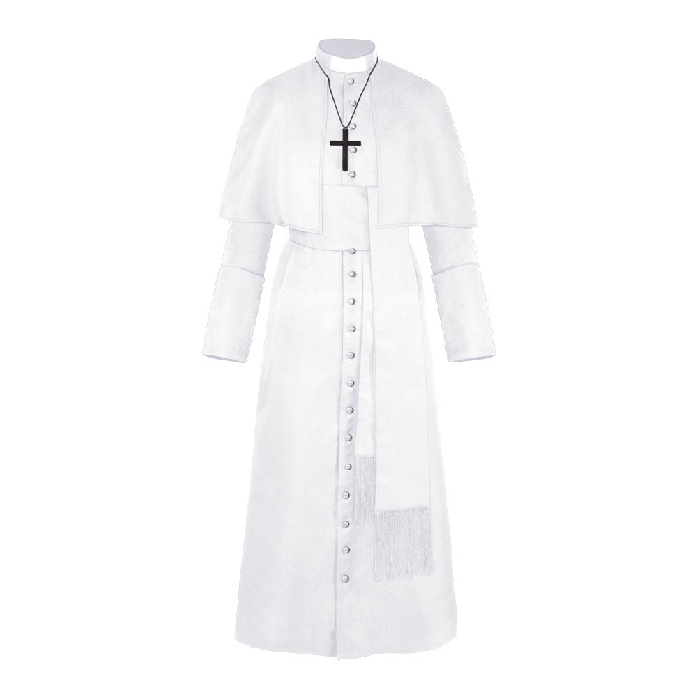 Halloween Priest Medieval Retro Cosplay Costume — back view