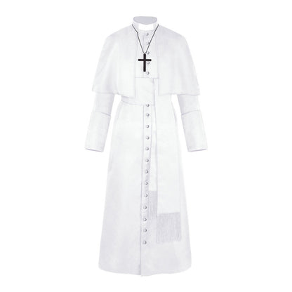 Halloween Priest Medieval Retro Cosplay Costume — back view