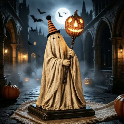 Glowing Pumpkin Wand And Ghost Statue Ornaments