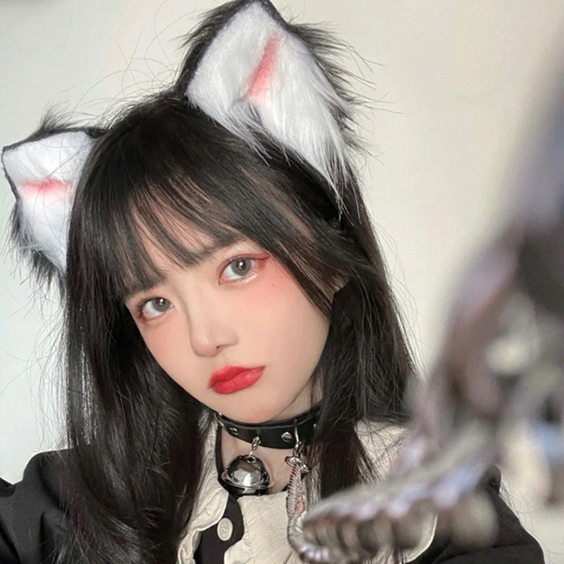 Cute Sweet Beauty Friends Cat Ears Cos Plush Hair Accessories Headband Net Celebrity Live Photo Props — detail