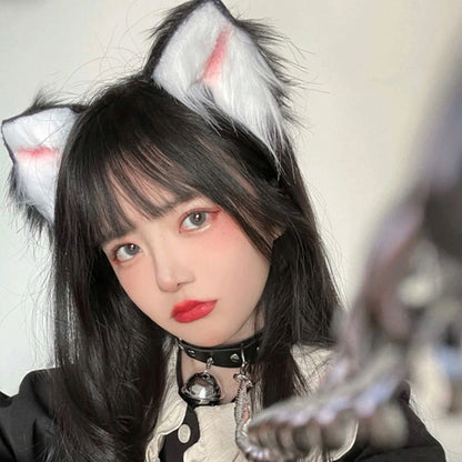 Cute Sweet Beauty Friends Cat Ears Cos Plush Hair Accessories Headband Net Celebrity Live Photo Props — detail