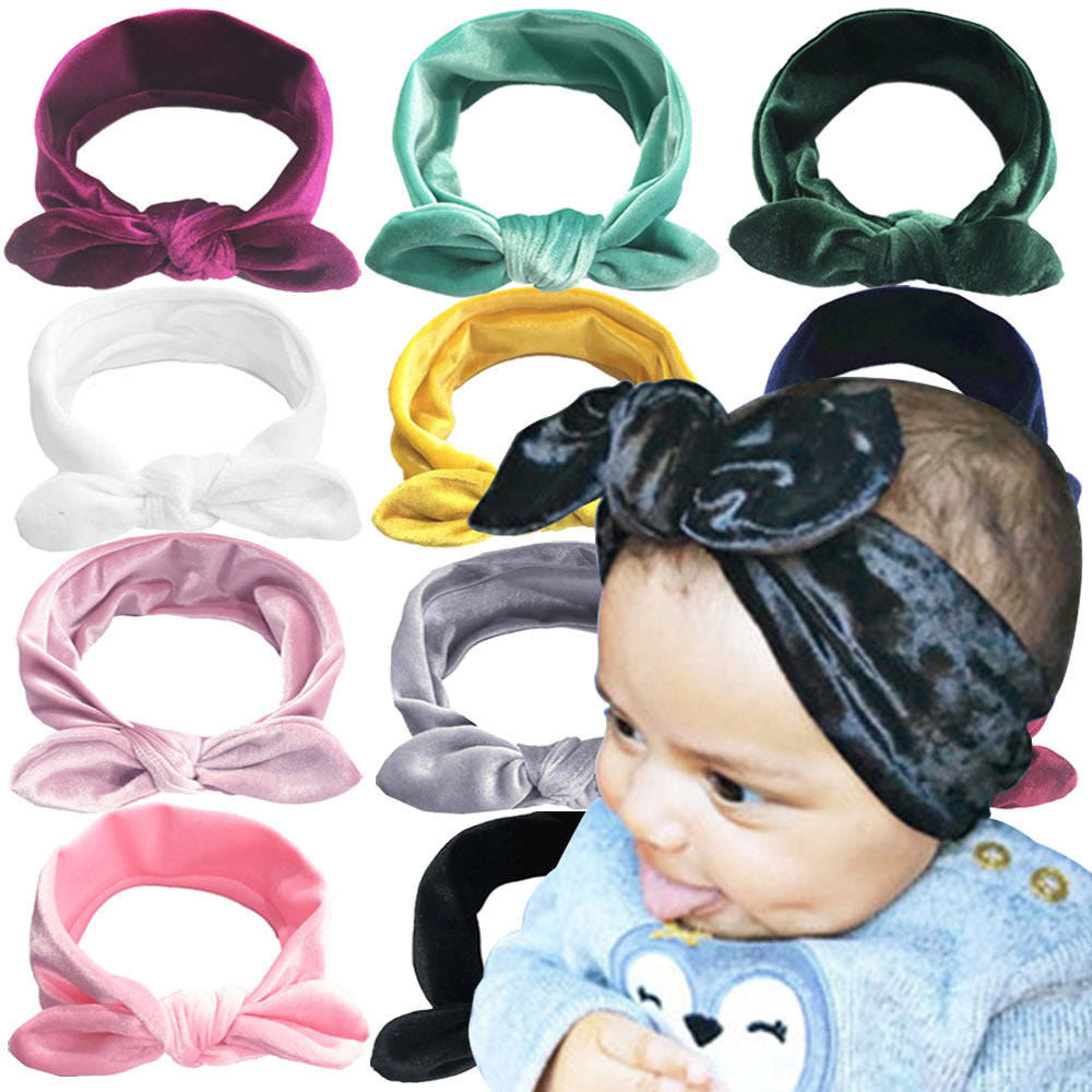 Children's golden velvet bunny ears headband