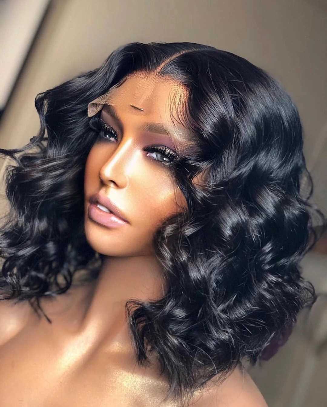Black Lace Part Wig - Women's Natural Side-Part Hair — detail