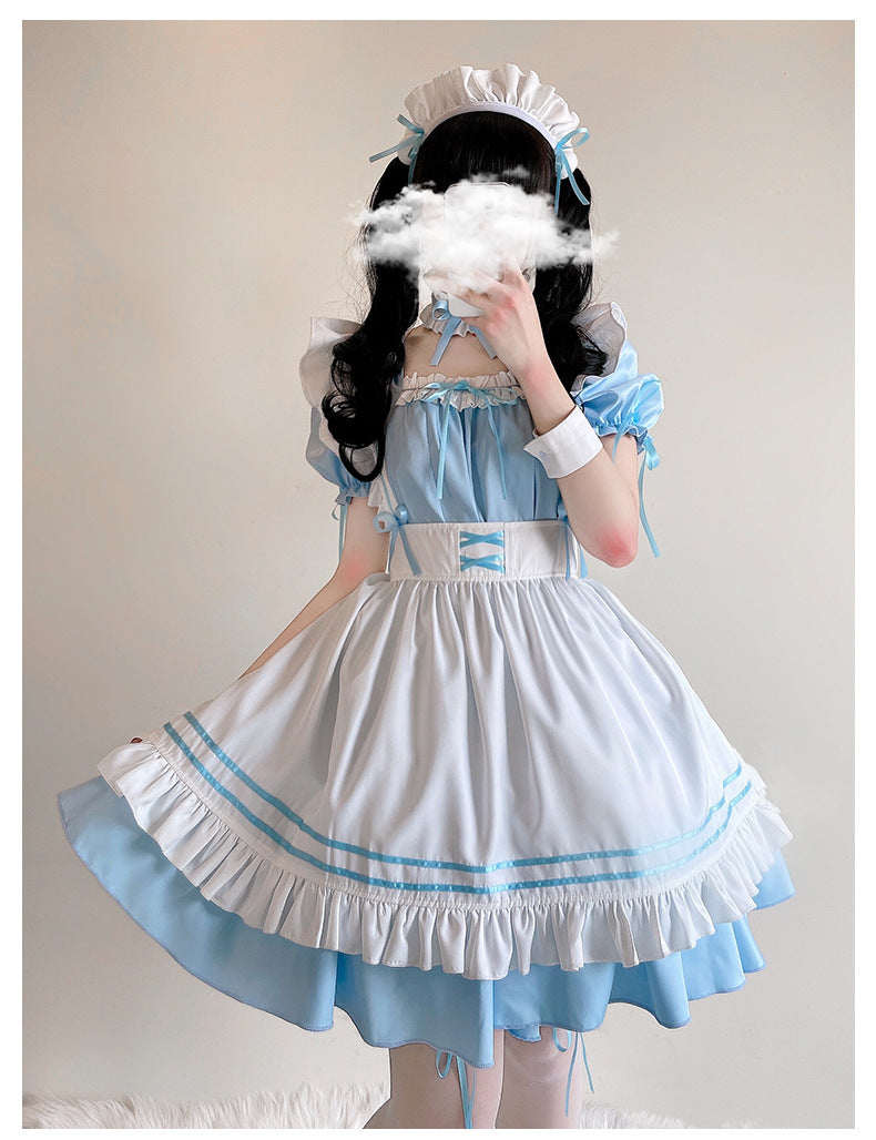 Red Make Your Cat Maid Costume Lolita Maid Dress — back view