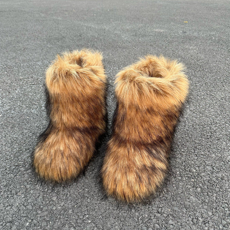 Raccoon Fur Plush Snow Boots | Magic Stories