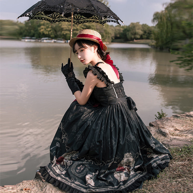 Lolita Skirt Full Stock Nightingale And Rose Jsk Dress Gothic Dark Lolita Dress — detail