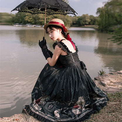 Lolita Skirt Full Stock Nightingale And Rose Jsk Dress Gothic Dark Lolita Dress — detail