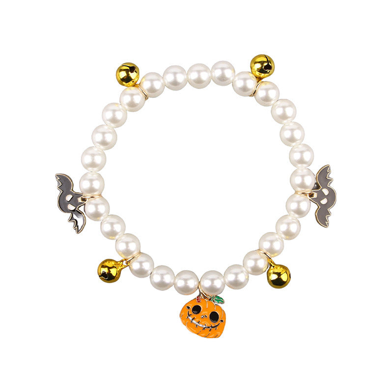 Pet Pearl Necklace - Halloween — back view