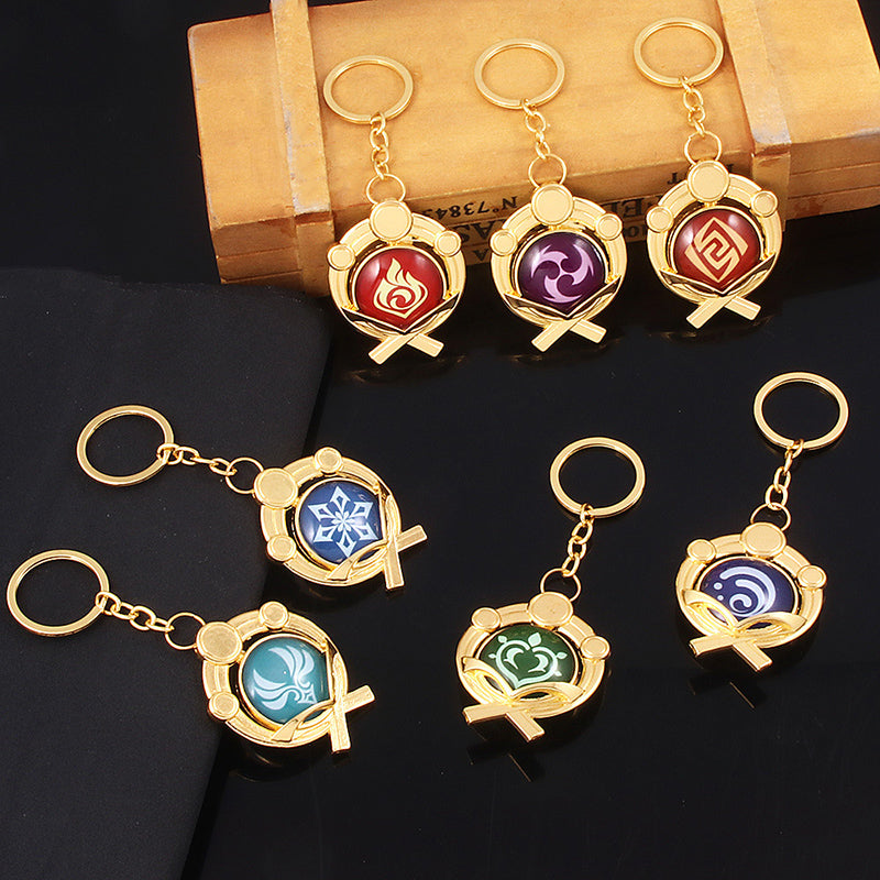 Genshin Impact Double-sided Glass Luminous Keychain — side view