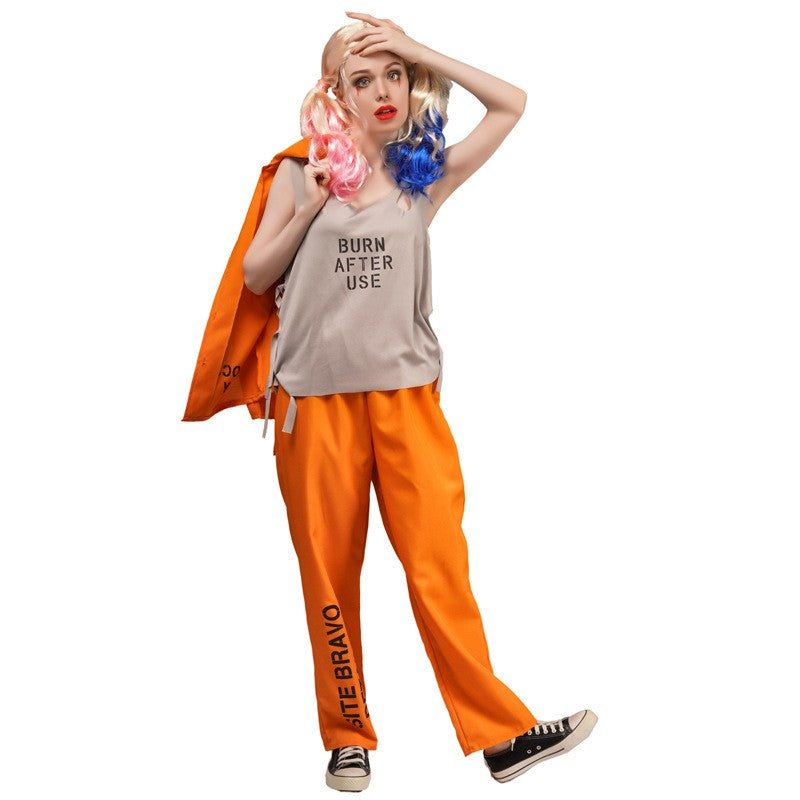 Halloween Orange Prisoner Cosplay Party Costume Jumpsuit — back view
