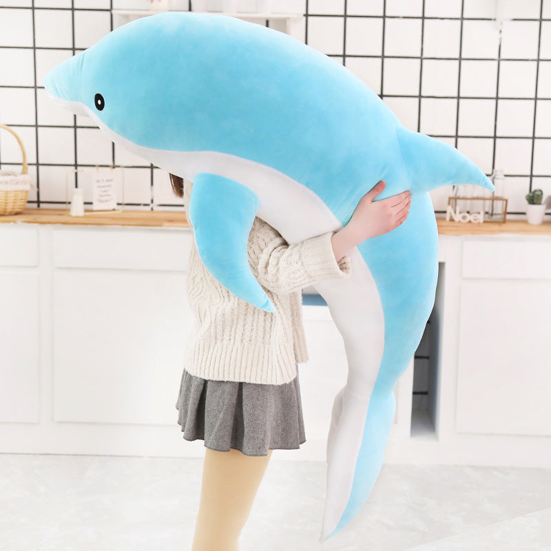 Dolphin plush play — back view