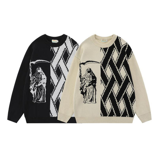 Vintage Anime Couple Sweater Oversize Knit - Magic Stories