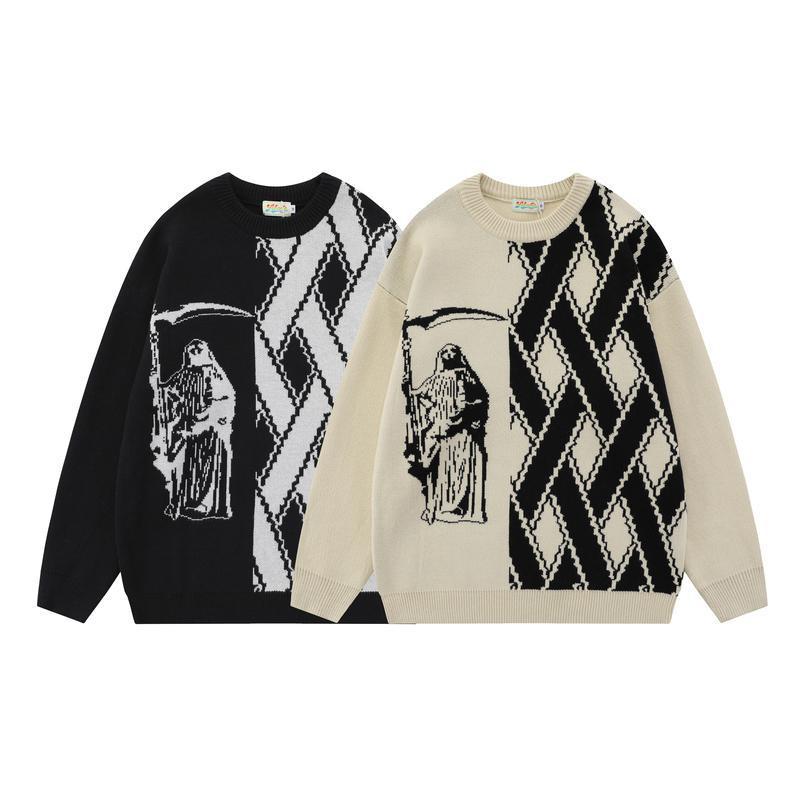 Vintage Anime Oversized Knit Sweater - Couple & Unisex