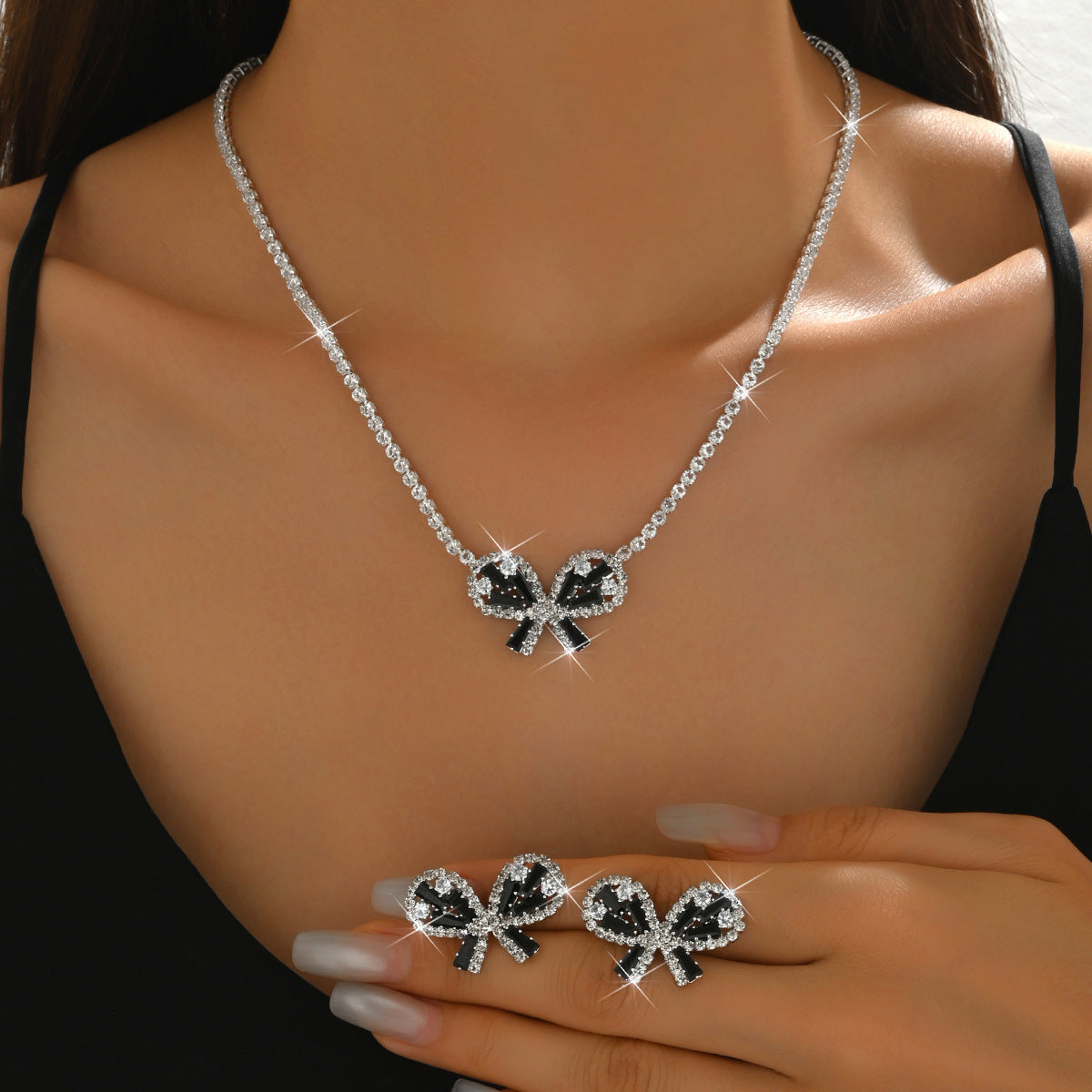 Women Black Butterfly Cubic Zirconia 2 Pcs | Magic Stories