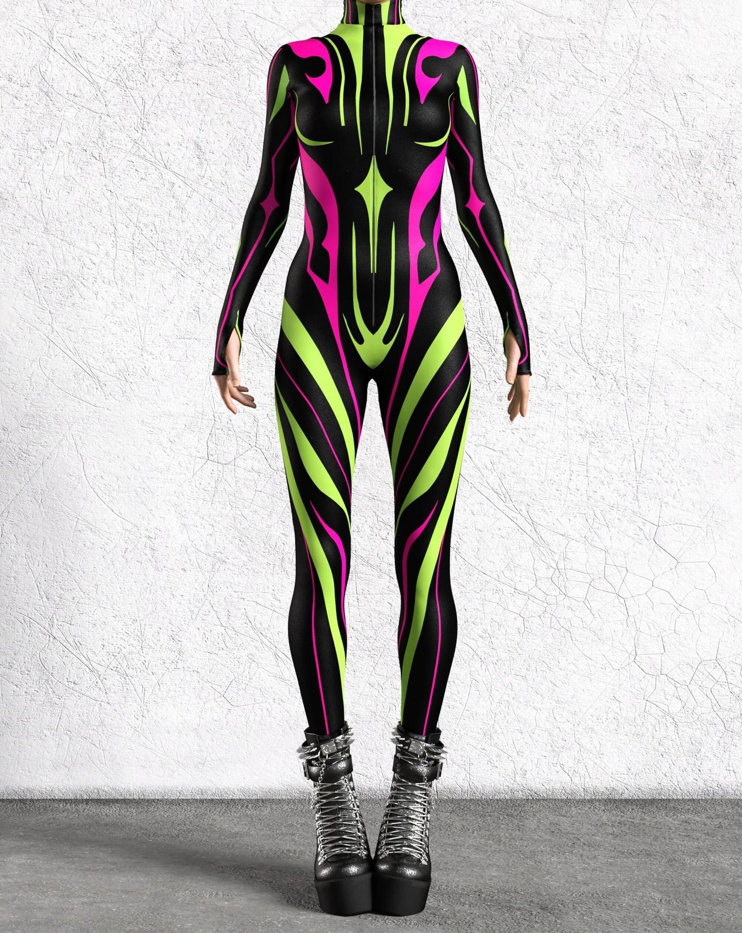 3D Digital Printing Cosplay One-piece Play Costume — back view
