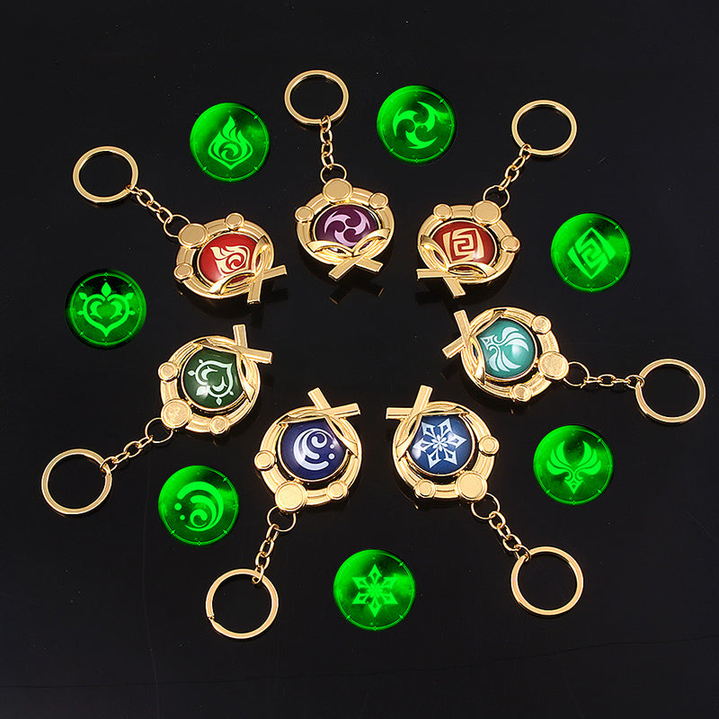Genshin Impact Accessory 3-Piece — Luminous Glass Keychain, Keqing Enamel Earrings & Glow-in-the-Dark Necklace