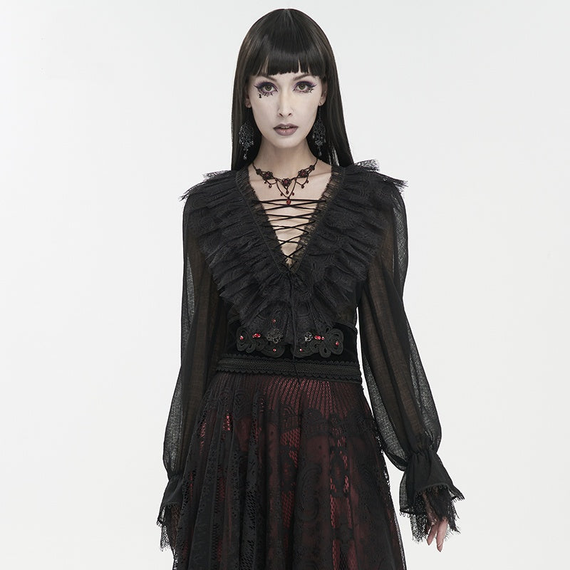 Women's Punk Goth Lace Lace-up Dress Shirt — packaging