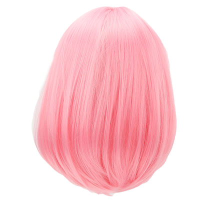 Short Pink Bob Wig Headgear Fluffy Short Straight Bob Wig With Bangs For Students — detail