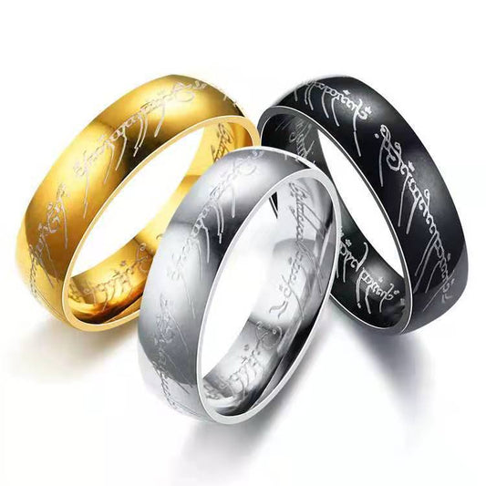 The Lord of the Rings Gift Duo — Titanium Steel Couple Ring + Elf Princess Necklace