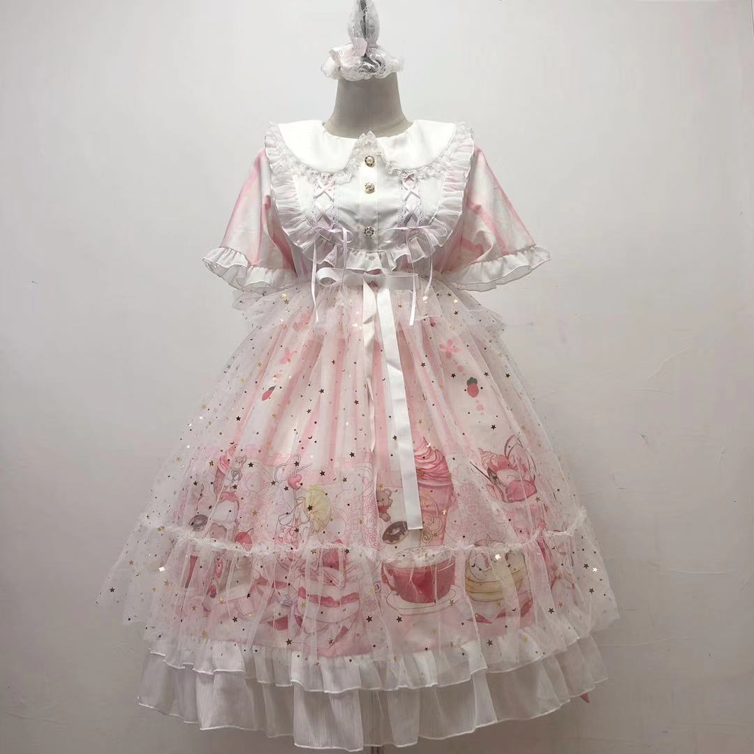 Meow Sauce Ice Cream Lolita Op Short Sleeve | Magic Stories