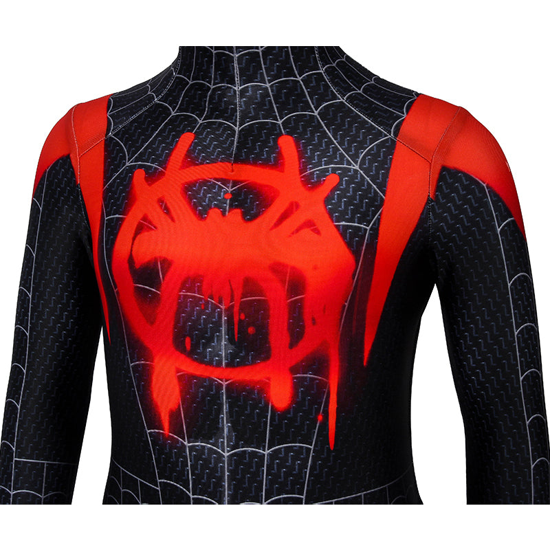 Spider-Verse Miles Morales Kids Jumpsuit Cosplay Costume — in use