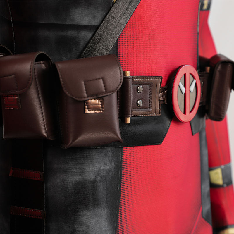 Deadpool 3 Wade Wilson Jumpsuit Cosplay Costume — Red & Black — in use