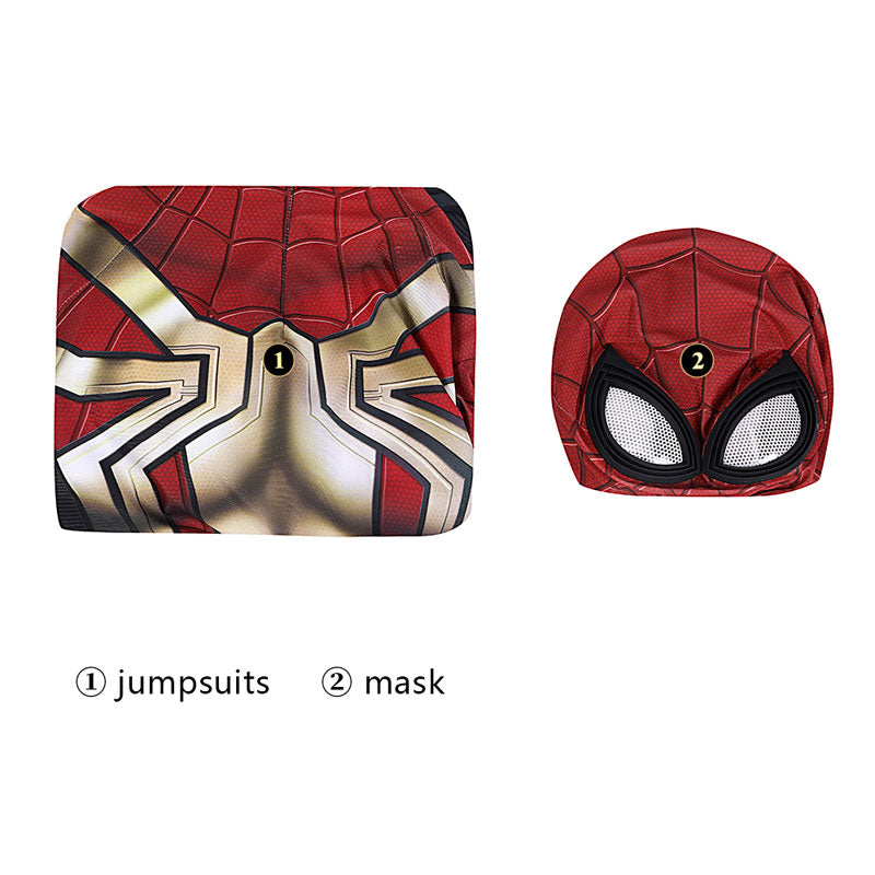 Spider-Man 3 No Way Home Peter Parker Jumpsuit Cosplay Costumes with Headgear — scale reference